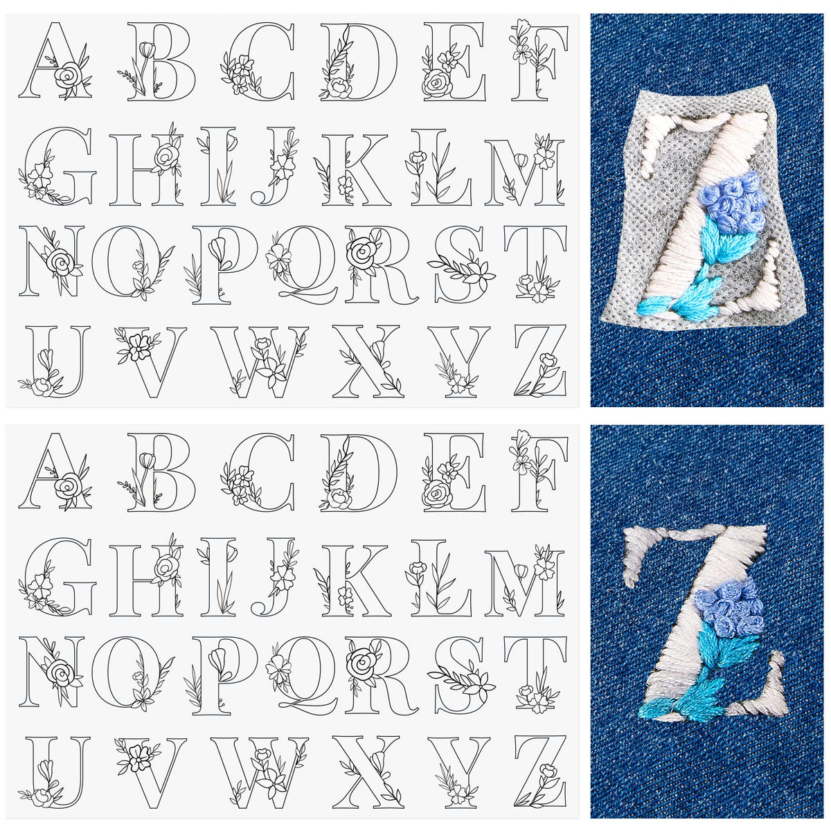 Water Soluble Flower Patterns for Embroidery (50 Pcs/Set)